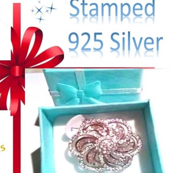 SIZE 7 LARGE FLOWER CAMELIA Ring 925 Silver Stamped Simulated Diamonds Cocktail - Picture 14 of 14